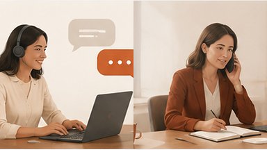 Parcours de relation client fluide traversant une étape centrale de reprise et de validation humaine